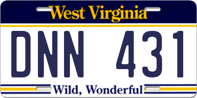WV license plate DNN431