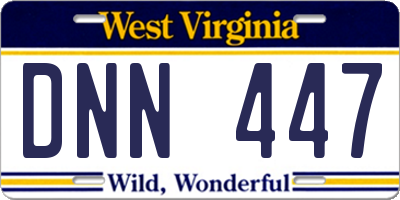WV license plate DNN447