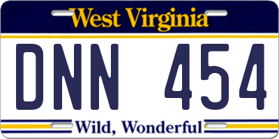 WV license plate DNN454