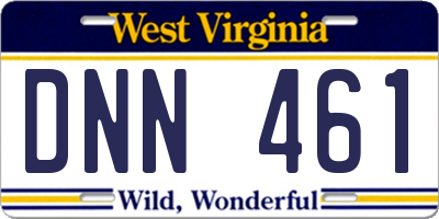 WV license plate DNN461