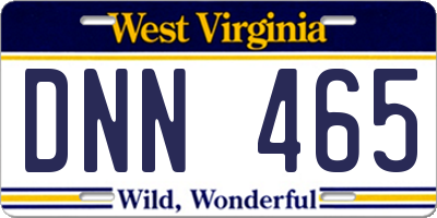 WV license plate DNN465