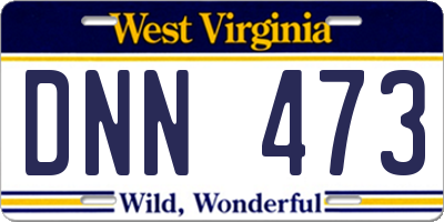 WV license plate DNN473