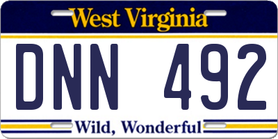 WV license plate DNN492