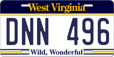 WV license plate DNN496