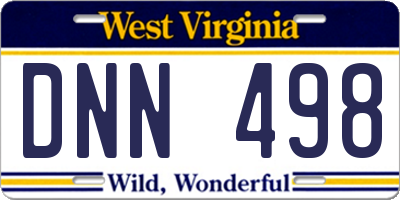 WV license plate DNN498