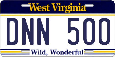WV license plate DNN500