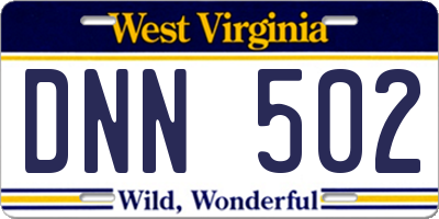 WV license plate DNN502