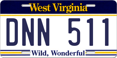 WV license plate DNN511