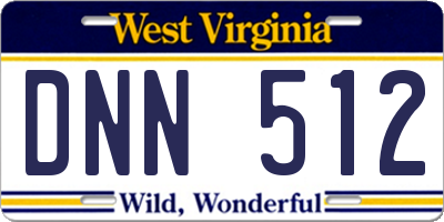 WV license plate DNN512