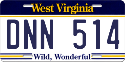 WV license plate DNN514
