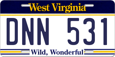 WV license plate DNN531
