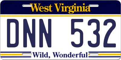 WV license plate DNN532