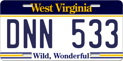 WV license plate DNN533