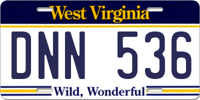 WV license plate DNN536