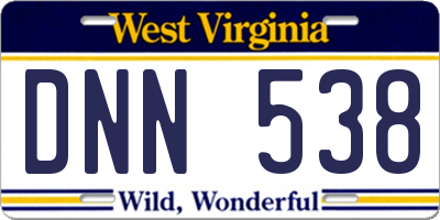 WV license plate DNN538