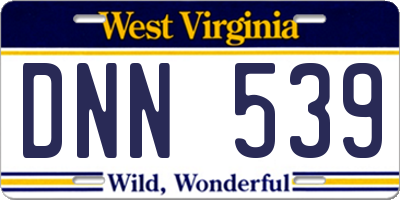 WV license plate DNN539