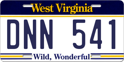 WV license plate DNN541