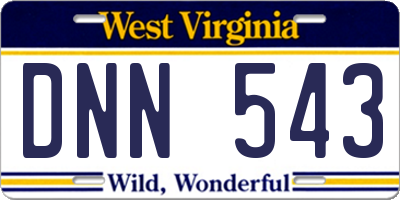 WV license plate DNN543