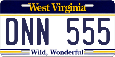 WV license plate DNN555