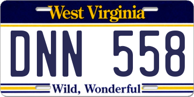 WV license plate DNN558
