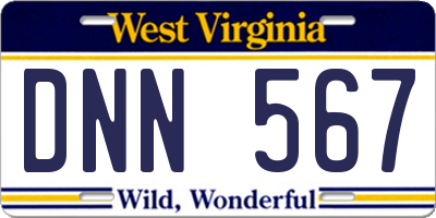 WV license plate DNN567