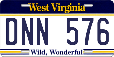 WV license plate DNN576
