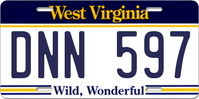 WV license plate DNN597