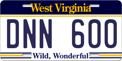 WV license plate DNN600