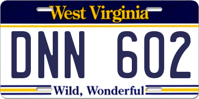 WV license plate DNN602