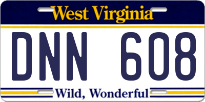 WV license plate DNN608