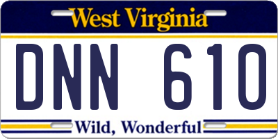 WV license plate DNN610
