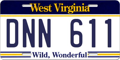 WV license plate DNN611