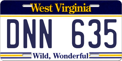 WV license plate DNN635