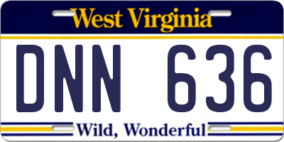 WV license plate DNN636