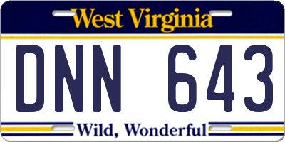 WV license plate DNN643