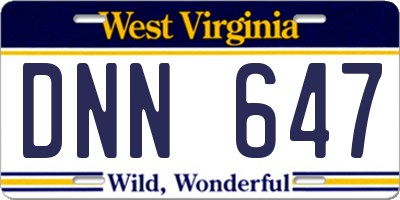 WV license plate DNN647