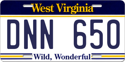 WV license plate DNN650