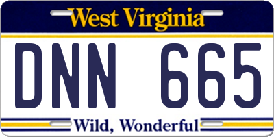 WV license plate DNN665