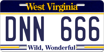 WV license plate DNN666