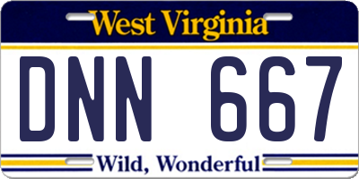 WV license plate DNN667