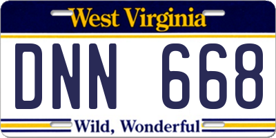 WV license plate DNN668