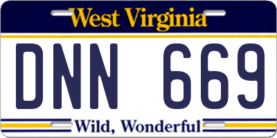 WV license plate DNN669