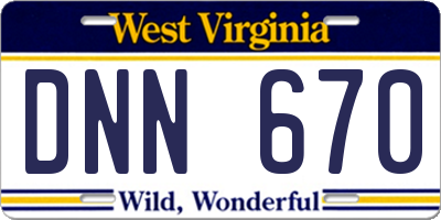 WV license plate DNN670
