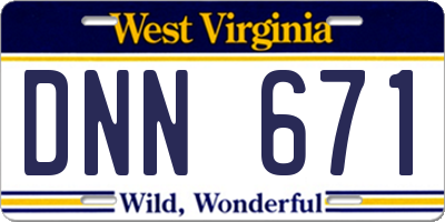 WV license plate DNN671