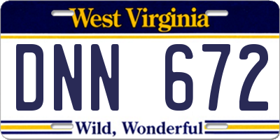 WV license plate DNN672