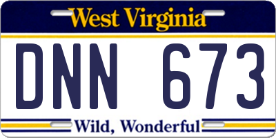 WV license plate DNN673