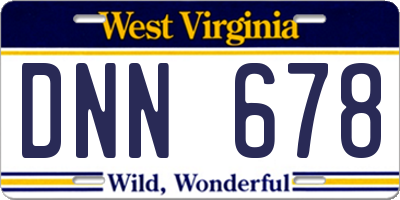 WV license plate DNN678