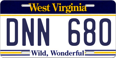 WV license plate DNN680