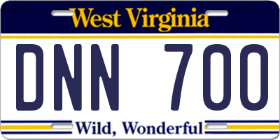 WV license plate DNN700