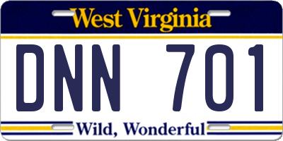 WV license plate DNN701